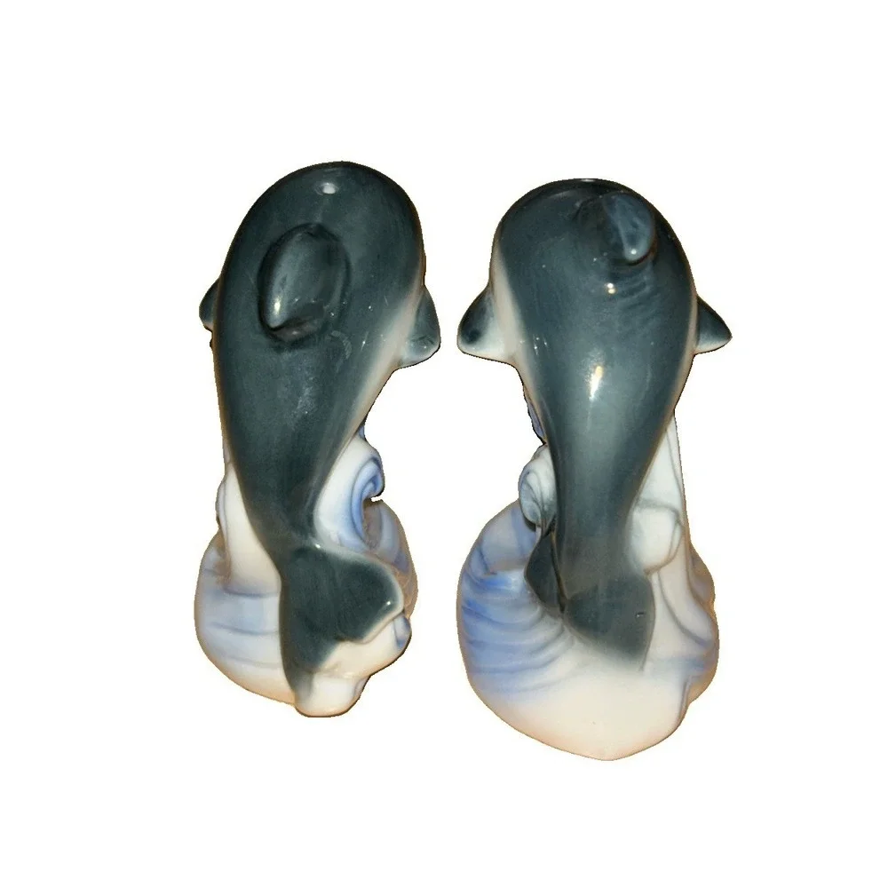 Vintage Dolphin Salt and Pepper Shaker Figurines Made in Japan